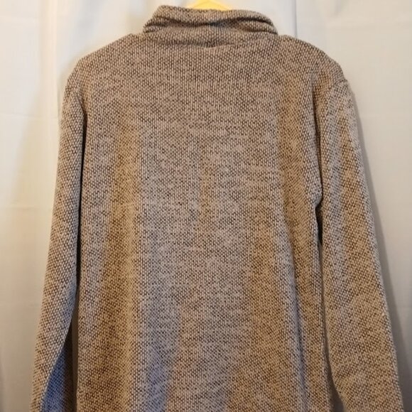 New Lightweight Fuzzy Cowl neck Sweater Top womens M Peachy Taupe Black crochet - Picture 5 of 7